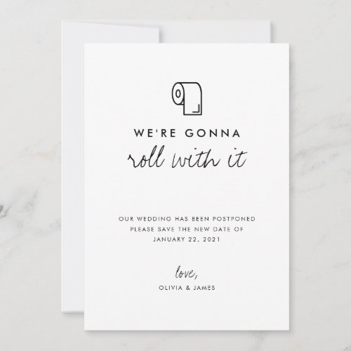 Roll With It Change of Plans Wedding Postponement Announcement