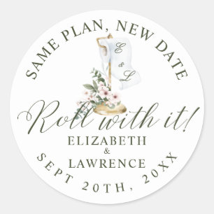 Roll With It Elegant Cherry Blossom & Toilet Paper Classic Round Sticker