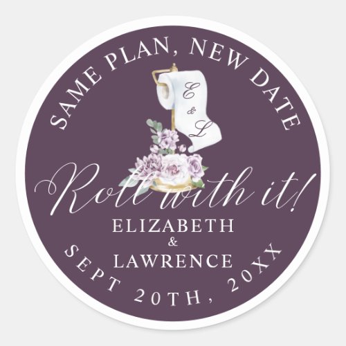Roll With It Elegant Violet Florals  Toilet Paper Classic Round Sticker