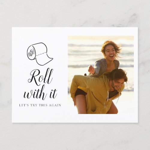 Roll with It Photo Chang the Date Save the Date Announcement Postcard