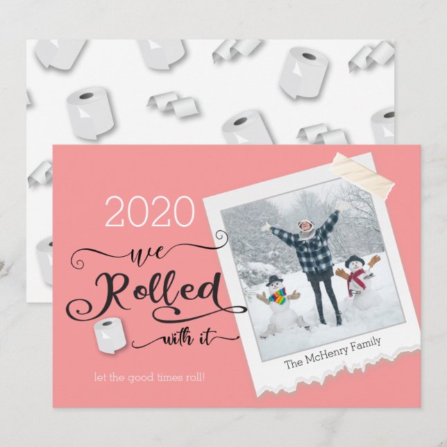 Roll with it Photo Christmas Holiday Card (Front/Back)