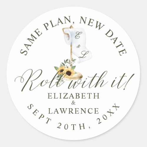 Roll With It Yellow Florals  Toilet Paper White Classic Round Sticker