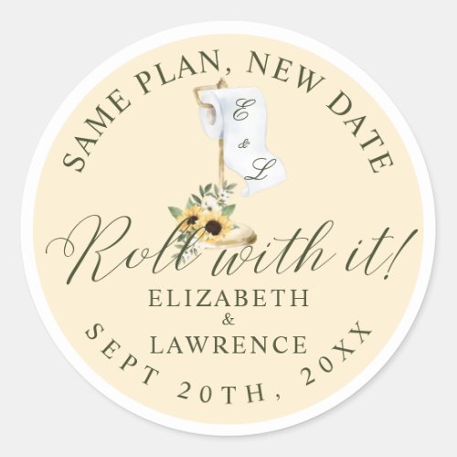 Roll With It Yellow Florals  Toilet Paper Yellow Classic Round Sticker