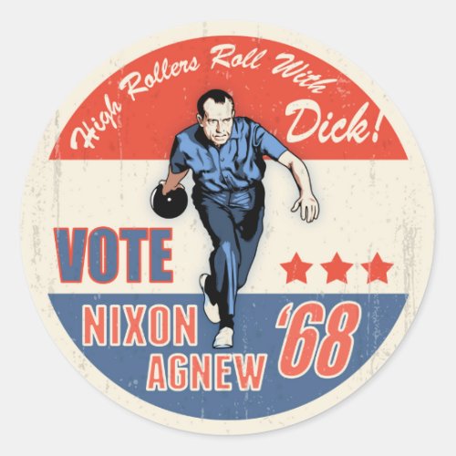 Roll With Nixon Classic Round Sticker