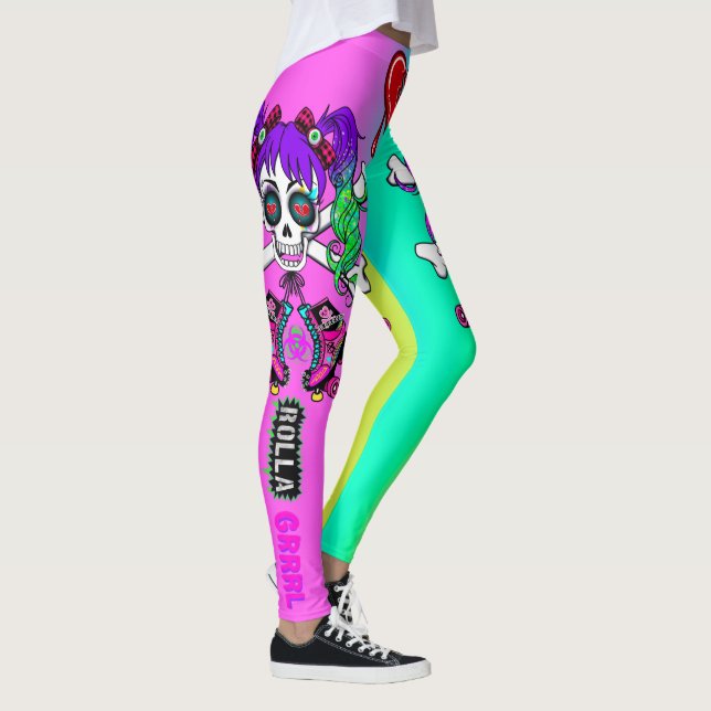 Rolla Grrrl Punk Rock Inspired Colorful Leggings (Right)