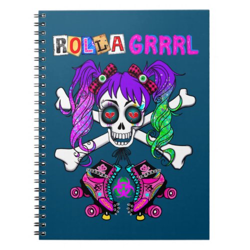 Rolla Grrrl Punk Rock Skater Girl Spiral Notebook
