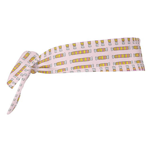 Rolled candy sweets on pink tie headband (Rotate 270)