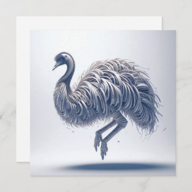 Rolled Magazine Paper Ostrich Greeting Card (Front/Back)