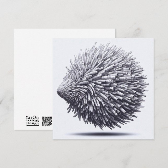 Rolled Magazine Paper Porcupine Greeting Card (Front/Back)