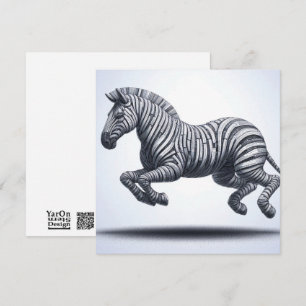 Rolled Magazine Paper Zebra Greeting Card