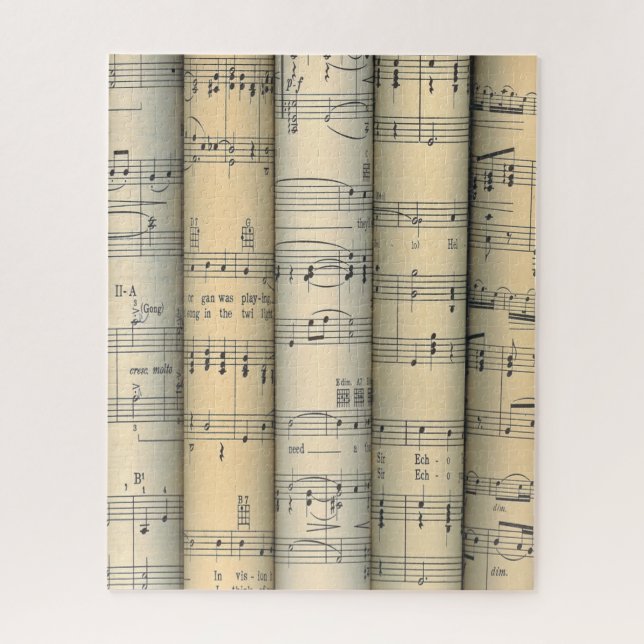 Rolled Sheet Music ~ Musical Notes ~ Party Time ~ Jigsaw Puzzle (Vertical)