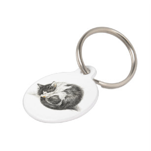 Rolled up lying sleeping cat (1825) pet ID tag