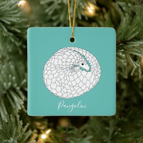 Rolled up Pangolin Ceramic Ornament
