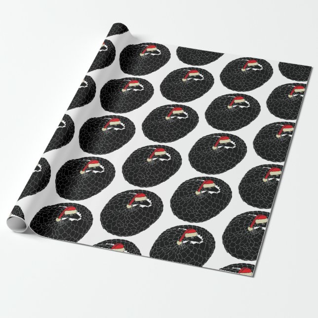 Rolled up pangolin Christmas black and white Wrapping Paper (Unrolled)