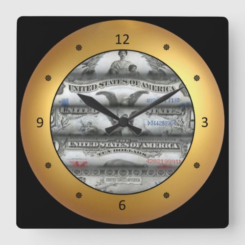 Rolled US CurrencySilver CertificatesVintage Square Wall Clock