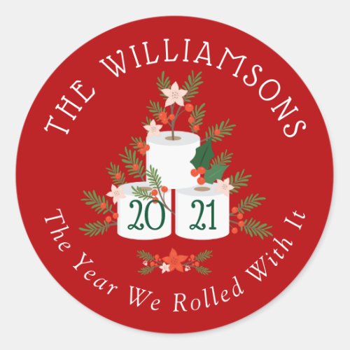 Rolled With It Funny Toilet Paper Christmas Tree Classic Round Sticker