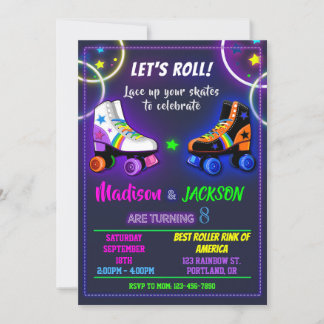 Roller birthday invitation for Boy and Girl