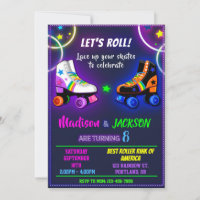 Roller birthday invitation for Boy and Girl