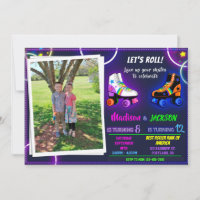 Roller birthday invitation for Boy and Girl photo