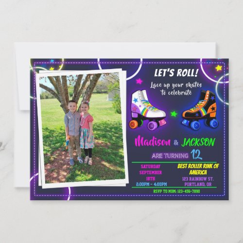 Roller birthday invitation for Boy and Girl photo