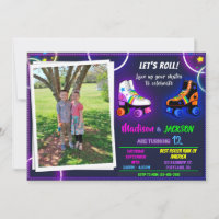 Roller birthday invitation for Boy and Girl photo