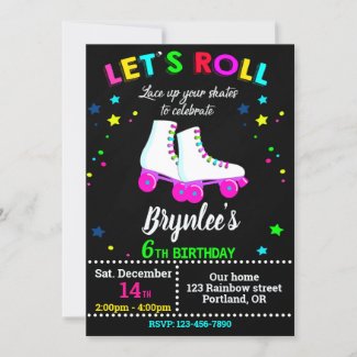 Roller birthday invitation Skating birthday invite