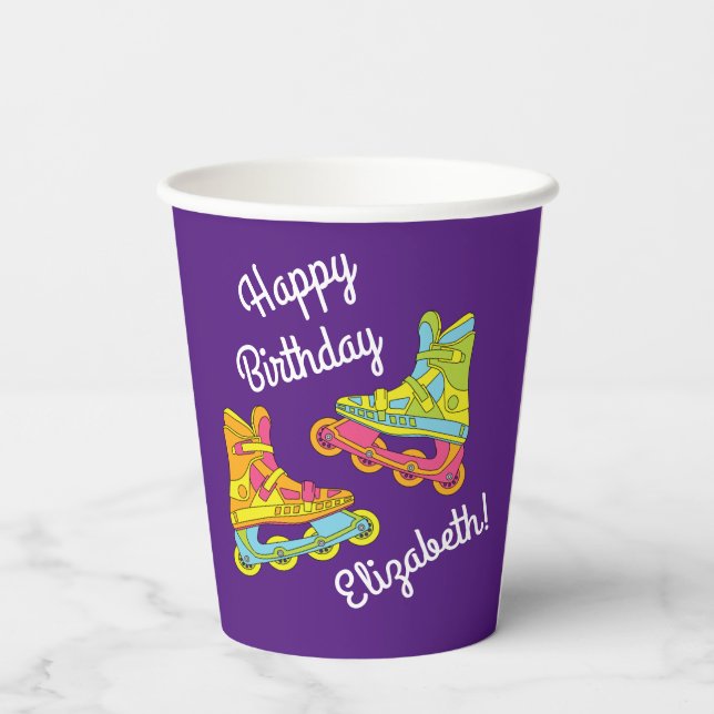 Roller Blades Skates Birthday Party Paper Cups (Back)