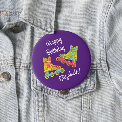 Roller Blades Skates Kids Birthday Party Skating Button