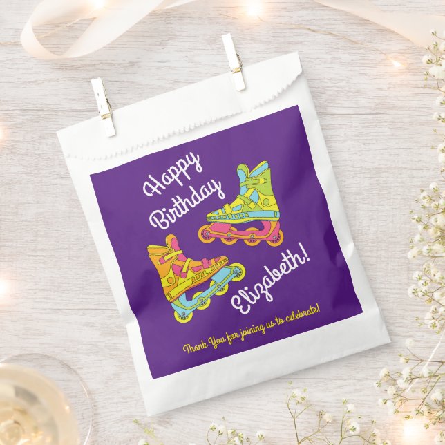 Roller Blades Skates Kids Birthday Party Skating Favor Bag (Clipped)