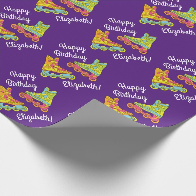 Roller Blades Skates Kids Birthday Party Skating Wrapping Paper (Corner)