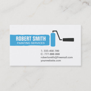 Roller Brush Blue Paint Painting Business Card