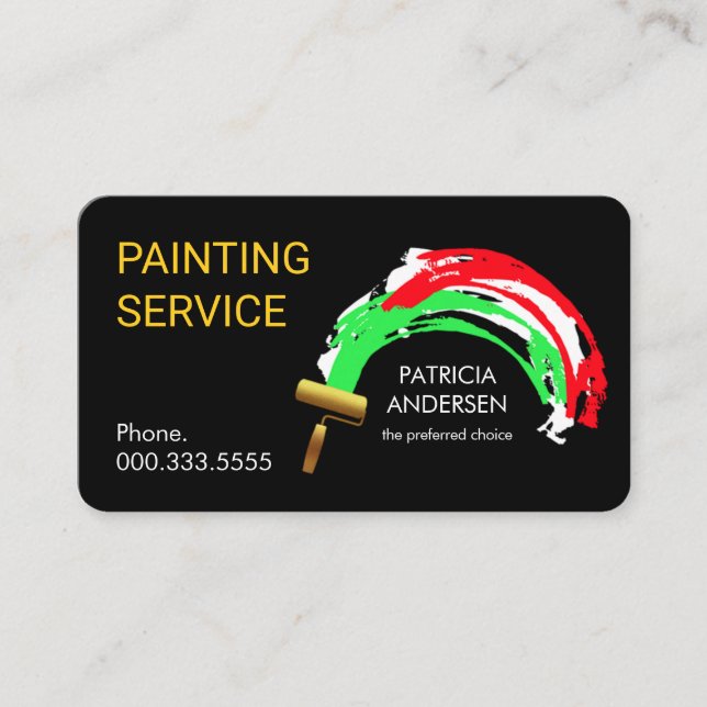 Roller Brush Painting Paint Splatter Business Card (Front)
