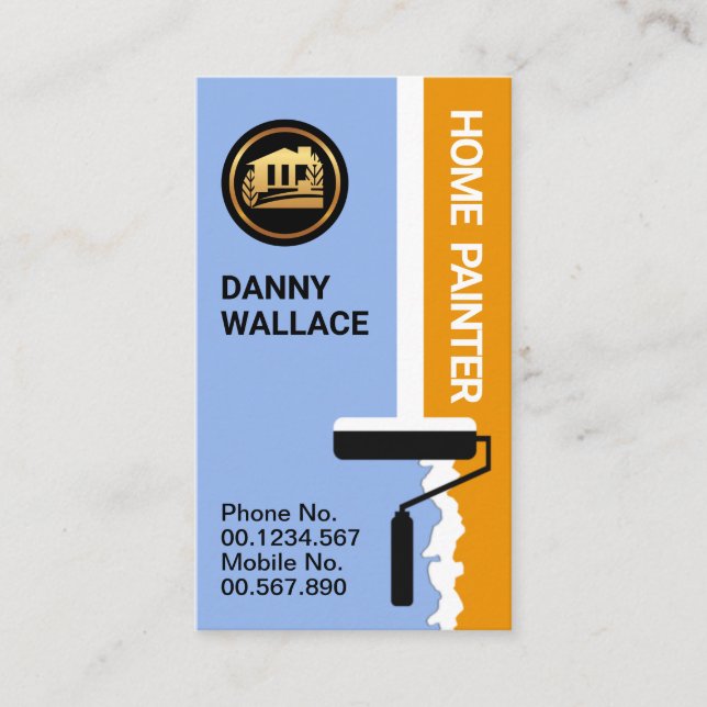 Roller Brush Painting Wall Repairs Business Card (Front)