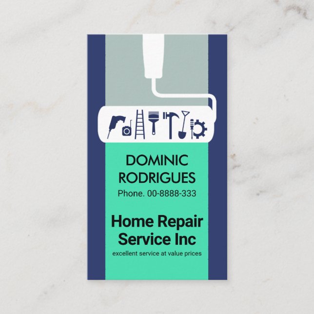 Roller Brush Paints Handyman Tools Business Card (Front)