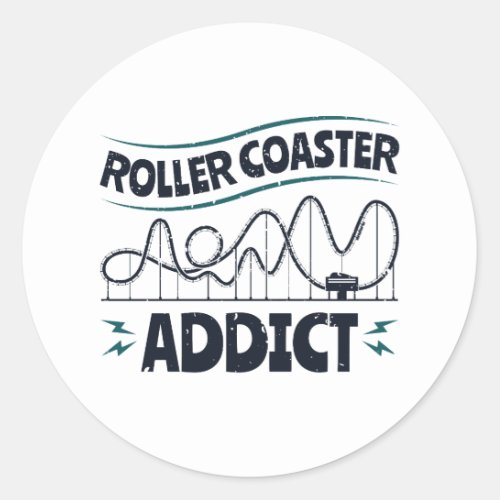 Roller Coaster Addict Classic Round Sticker