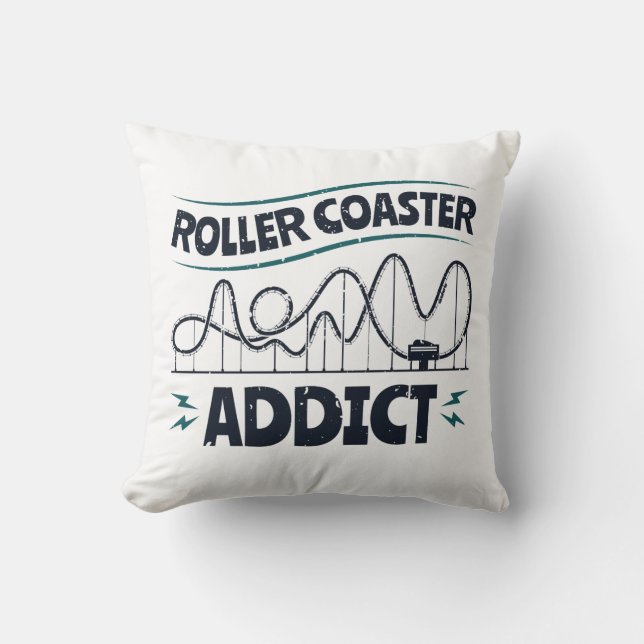 Roller Coaster Addict Throw Pillow (Front)