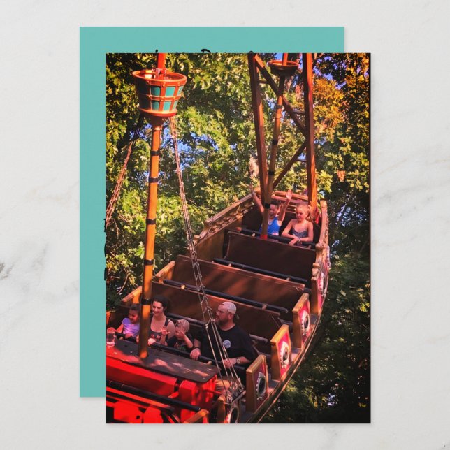 Roller Coaster Amusement Park Birthday Invitation (Front/Back)