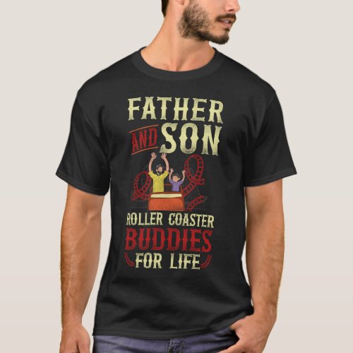 Roller Coaster Amusement Park Father And Son T_Shirt