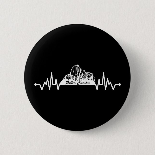 Roller Coaster Amusement Park Heartbeat Heartline Button (Front)