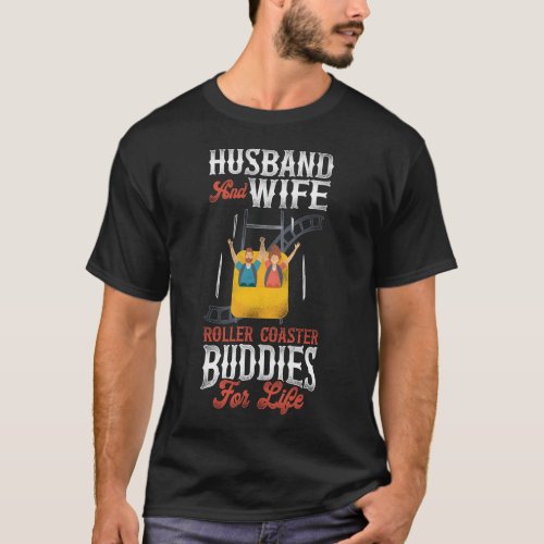 Roller Coaster Amusement Park Husband  Wife T_Shirt