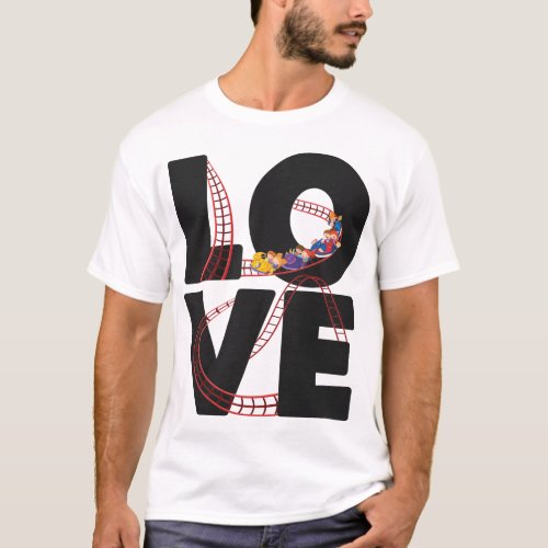 Roller Coaster Amusement Park Love T_Shirt