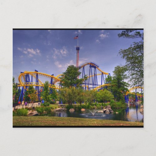 roller coaster amusement park postcard