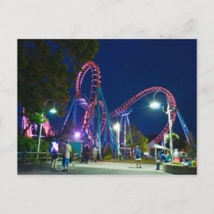 roller coaster amusement park postcard