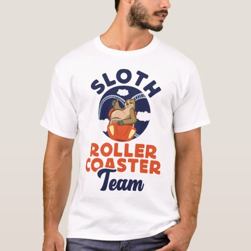 Roller Coaster Amusement Park Sloth Roller Coaster T_Shirt