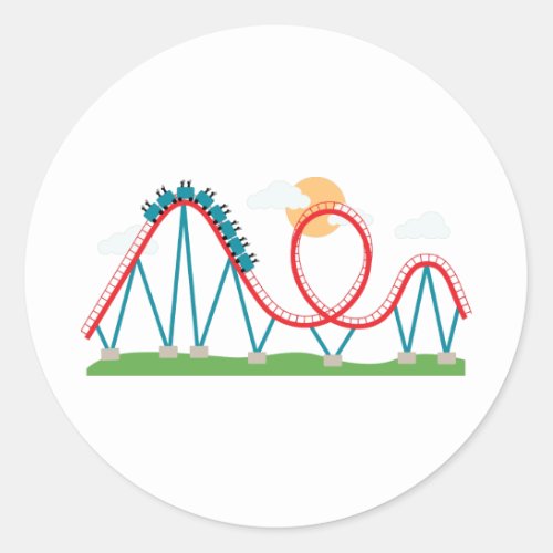 Roller Coaster Classic Round Sticker