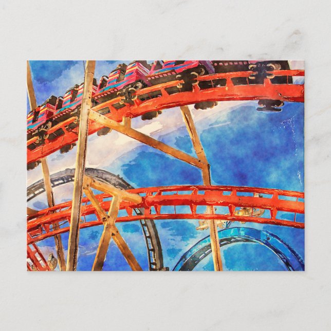 Roller coaster colorful postcard (Front)