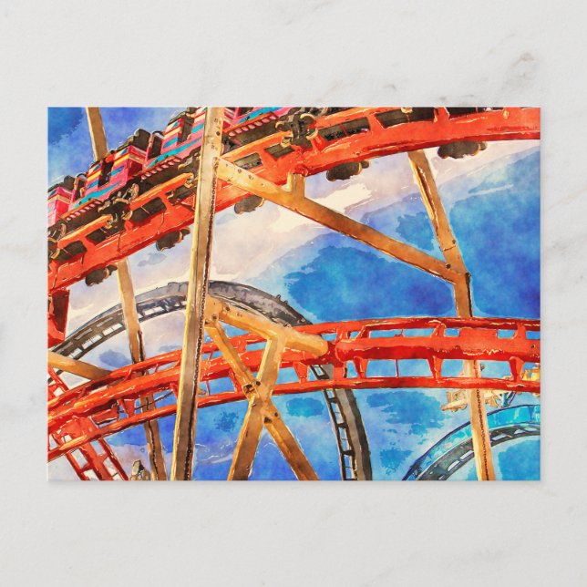 Roller coaster colorful postcard (Front)