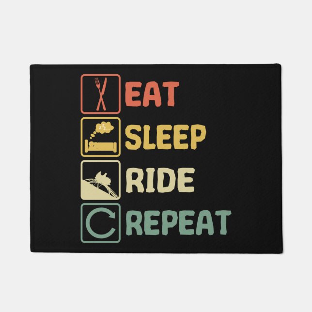 Roller coaster Eat Sleep Ride Repeat Retro Funny Doormat (Front)