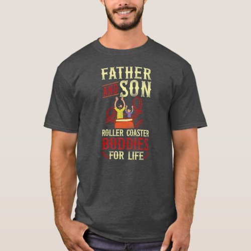 Roller Coaster Father Dad Son Vintage Father And T_Shirt