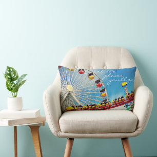 Roller Coaster Ferris Wheel Photo Places You’ll Go Lumbar Pillow